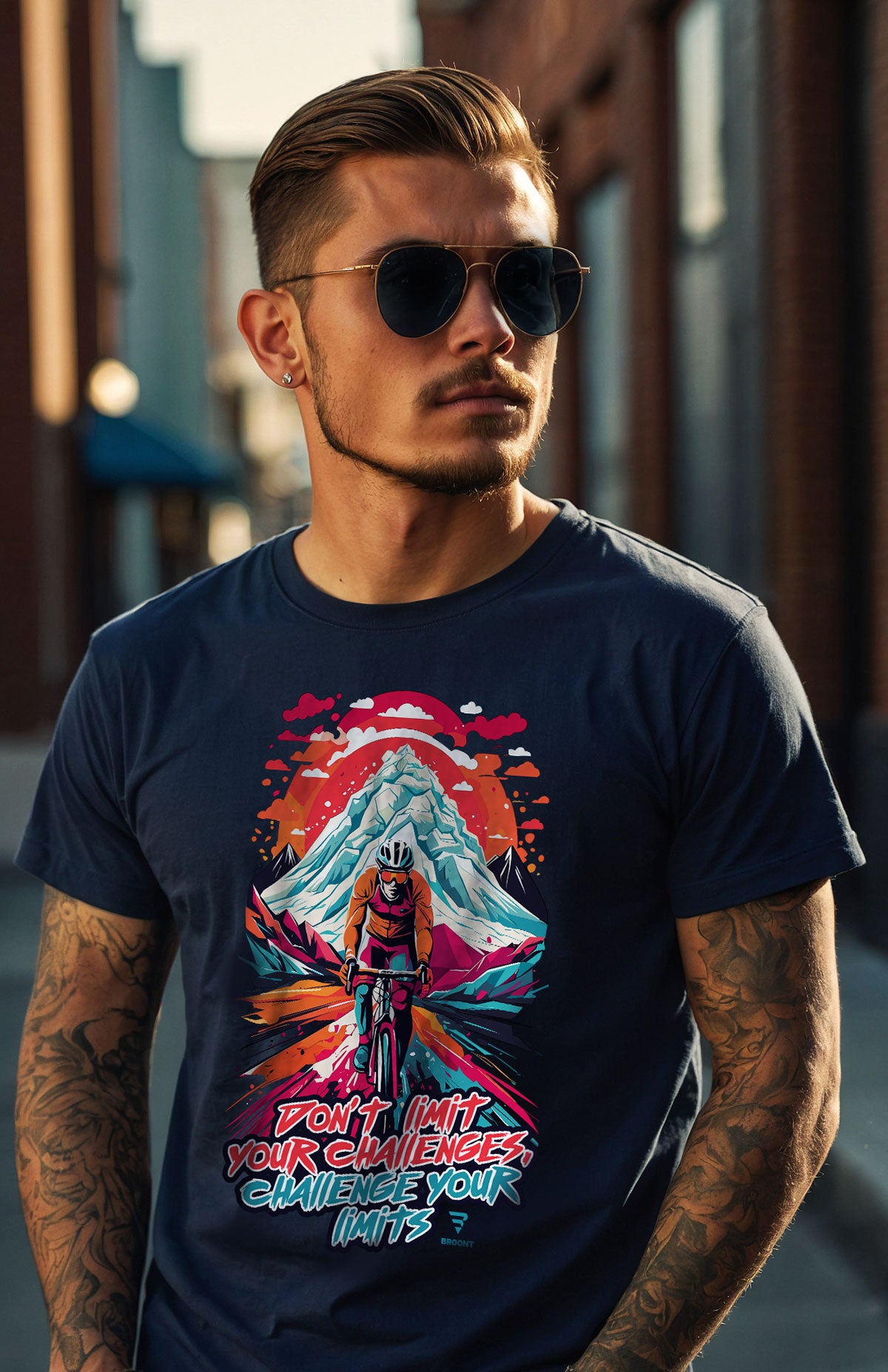 "Don't Limit Your Challenges, Challenge Your Limits" Biking T-Shirt