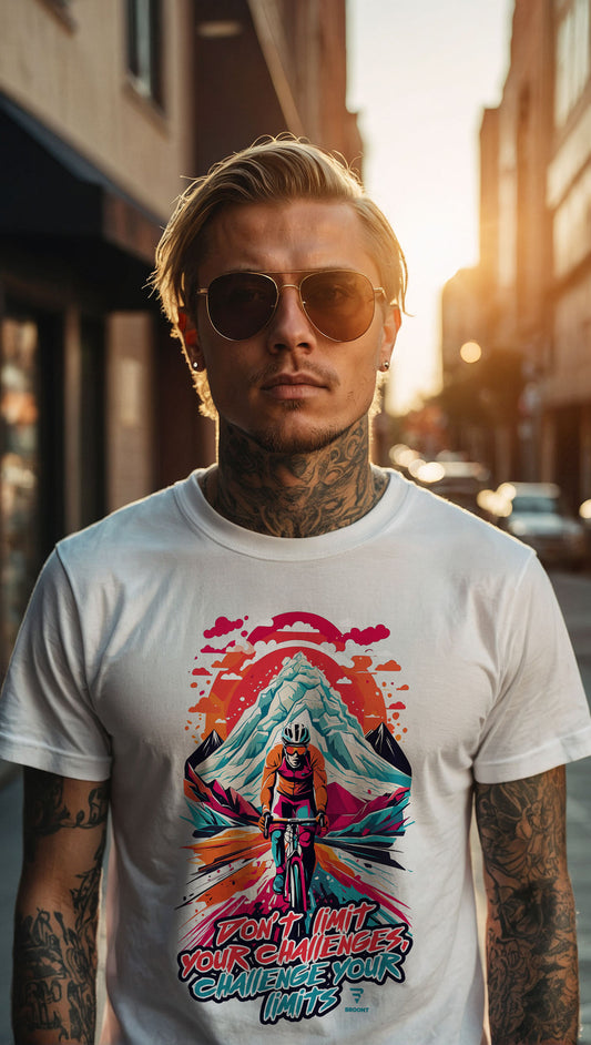 "Don't Limit Your Challenges, Challenge Your Limits" Biking T-Shirt