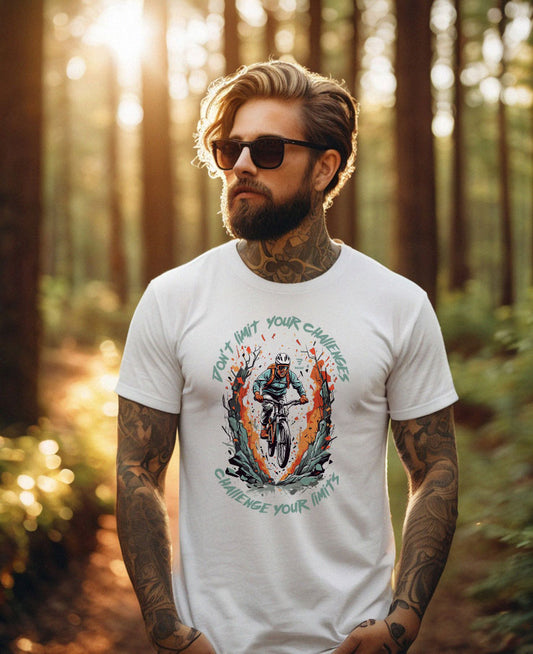 "Don't Limit Your Challenges, Challenge Your Limits" Biking T-Shirt