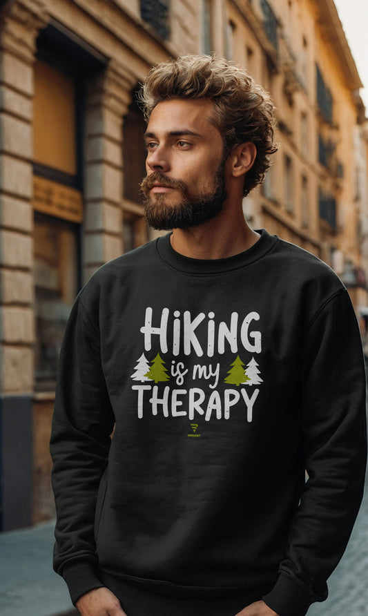 "Hiking is My Therapy" - The Perfect Companion for Your Outdoor Adventures Crewneck Sweatshirt