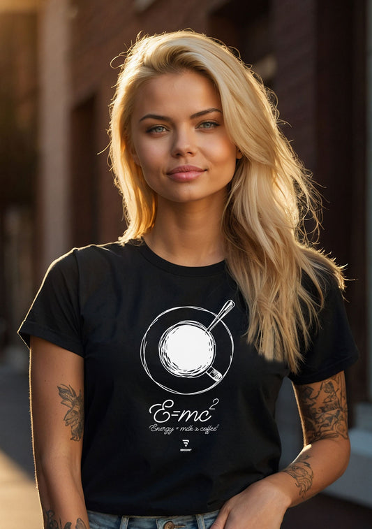 "E=mc² Energy=milk x coffee²" T-shirt