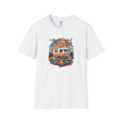 "Think Outside" - Adventure Van Life Retirement Travel Camping Essential T-Shirt