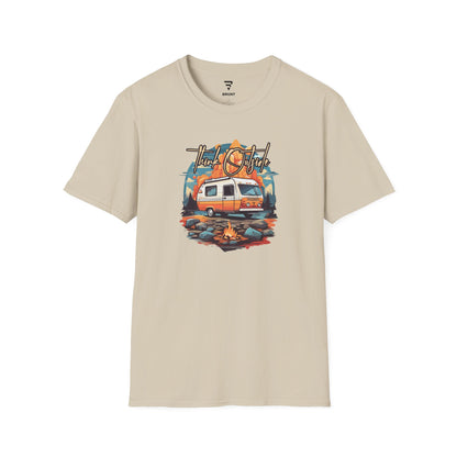 "Think Outside" - Adventure Van Life Retirement Travel Camping Essential T-Shirt