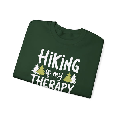 "Hiking is My Therapy" - The Perfect Companion for Your Outdoor Adventures Crewneck Sweatshirt