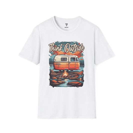 "Think Outside" - Adventure Van Life Retirement Travel Camping Essential T-Shirt