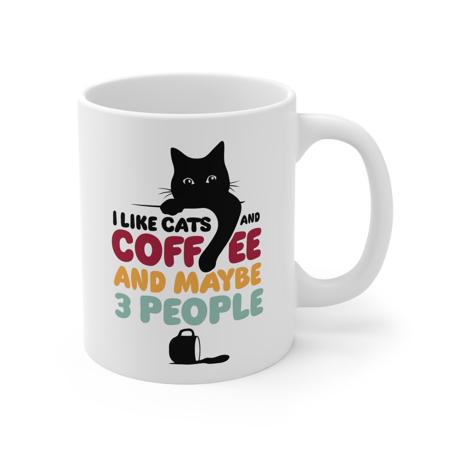 "I like Cats and Coffee and maybe 3 people" mug