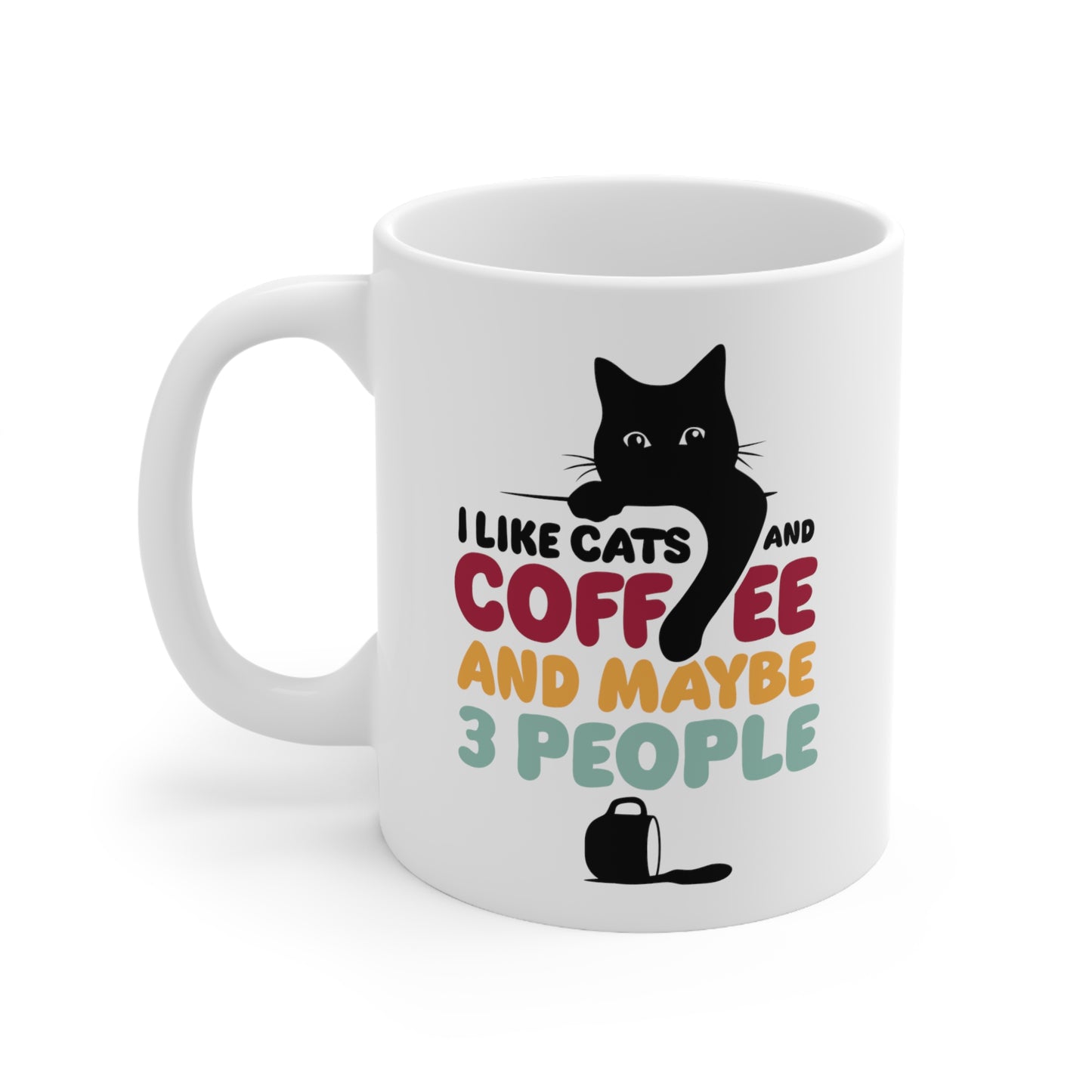 "I like Cats and Coffee and maybe 3 people" mug