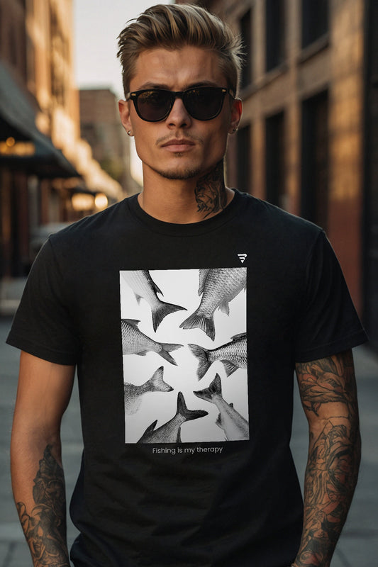 "Fishing Is My Therapy" - Fishing T-Shirt.  Perfect for any fishing enthusiast