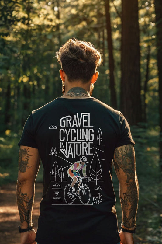 Celebrate the adventure of gravel cycling with our "Gravel Cycling in Nature" T-shirt!