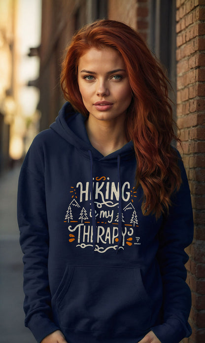 "Hiking is My Therapy" - The Perfect Companion for Your Outdoor Adventures Pullover Hoodie